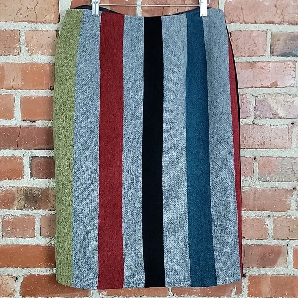 ASOS Women's Polyester Wool Blend Striped Wrap Full Length Skirt‎ 12